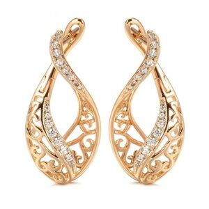 Rose Gold Plated Hollow Flower Drop Earrings